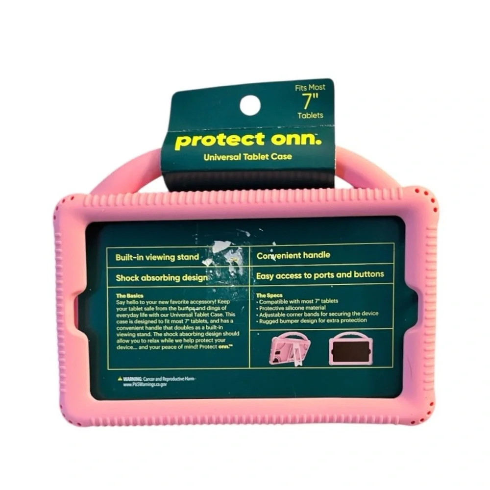 NWT Onn Protect Pink Shock Absorbing Universal 7” Tablet Case Handle & Kickstand